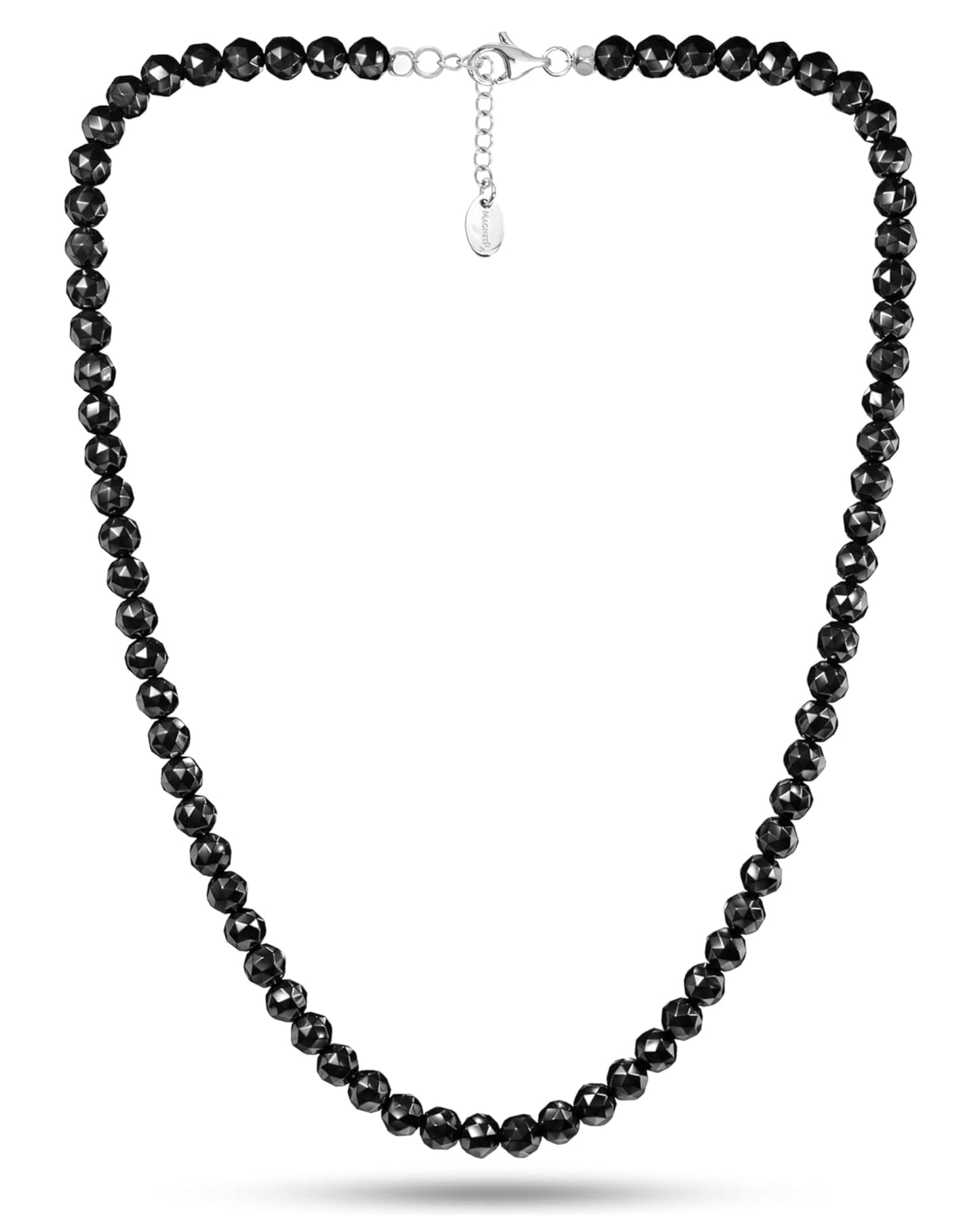 MagnetRX® Magnetic Hematite Necklace - Ultra Strength Hematite Stones - Unisex Beaded Necklace for Women and Men (6mm Faceted Beads)