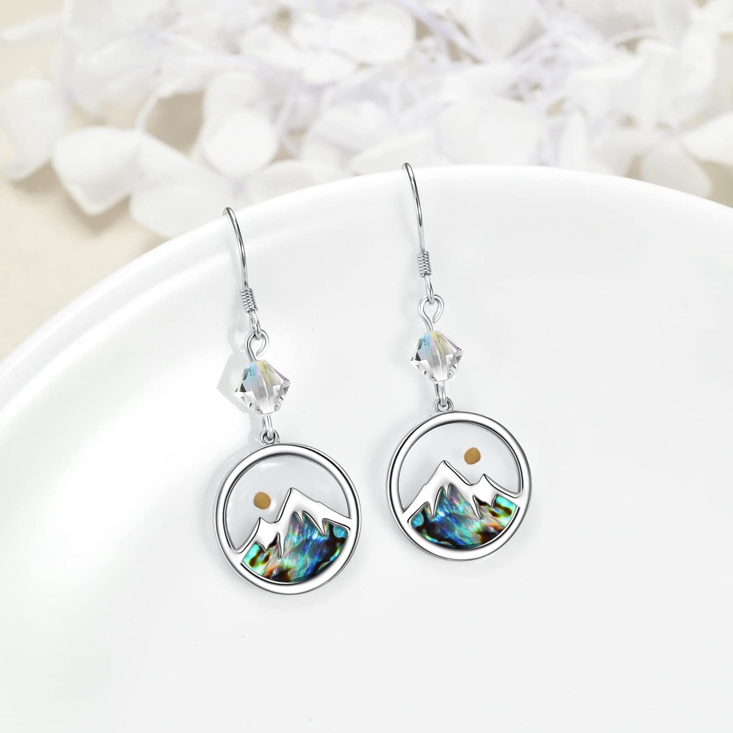 AOBOCO Mustard Seed Earrings 925 Sterling Silver Crystal Round Drop Dangle Earring Religious Christain Faith Jewelry Gifts for Women