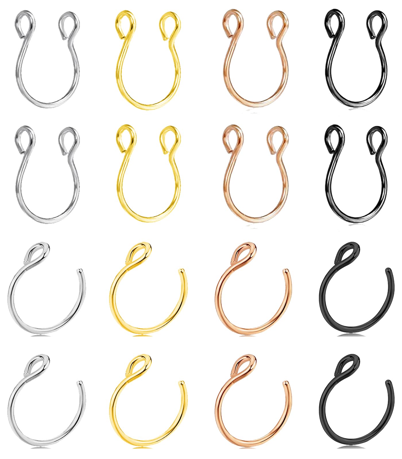 VitaCool Fake Septum Fake Nose Ring Hoop 20G Faux Clip on Nose Ring Non Piercing Jewelry for Women Men