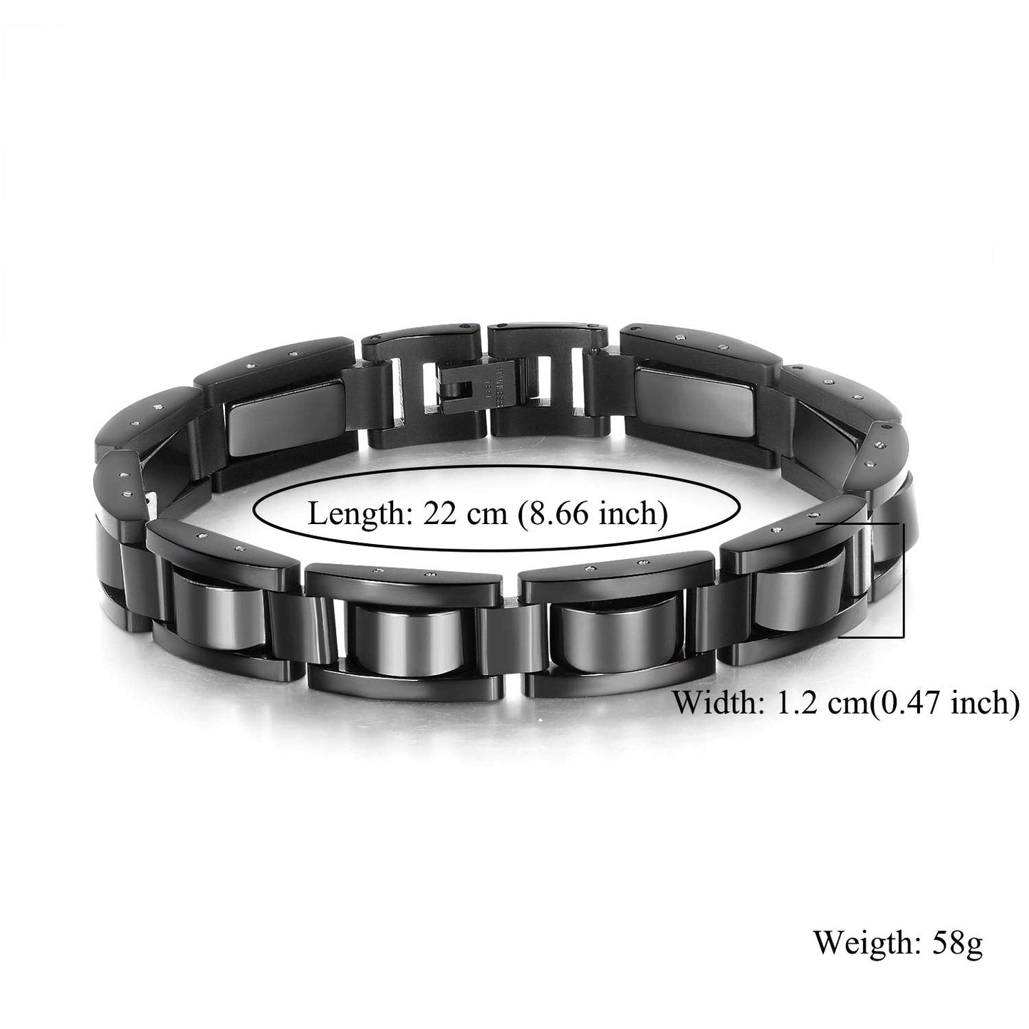 Feraco Mens Magnetic Bracelets, Classic Balck Titanium Stainless Steel Bracelets with Natural Hematite Magnet Stones,Men's Jewelry Gifts,8.66 inch