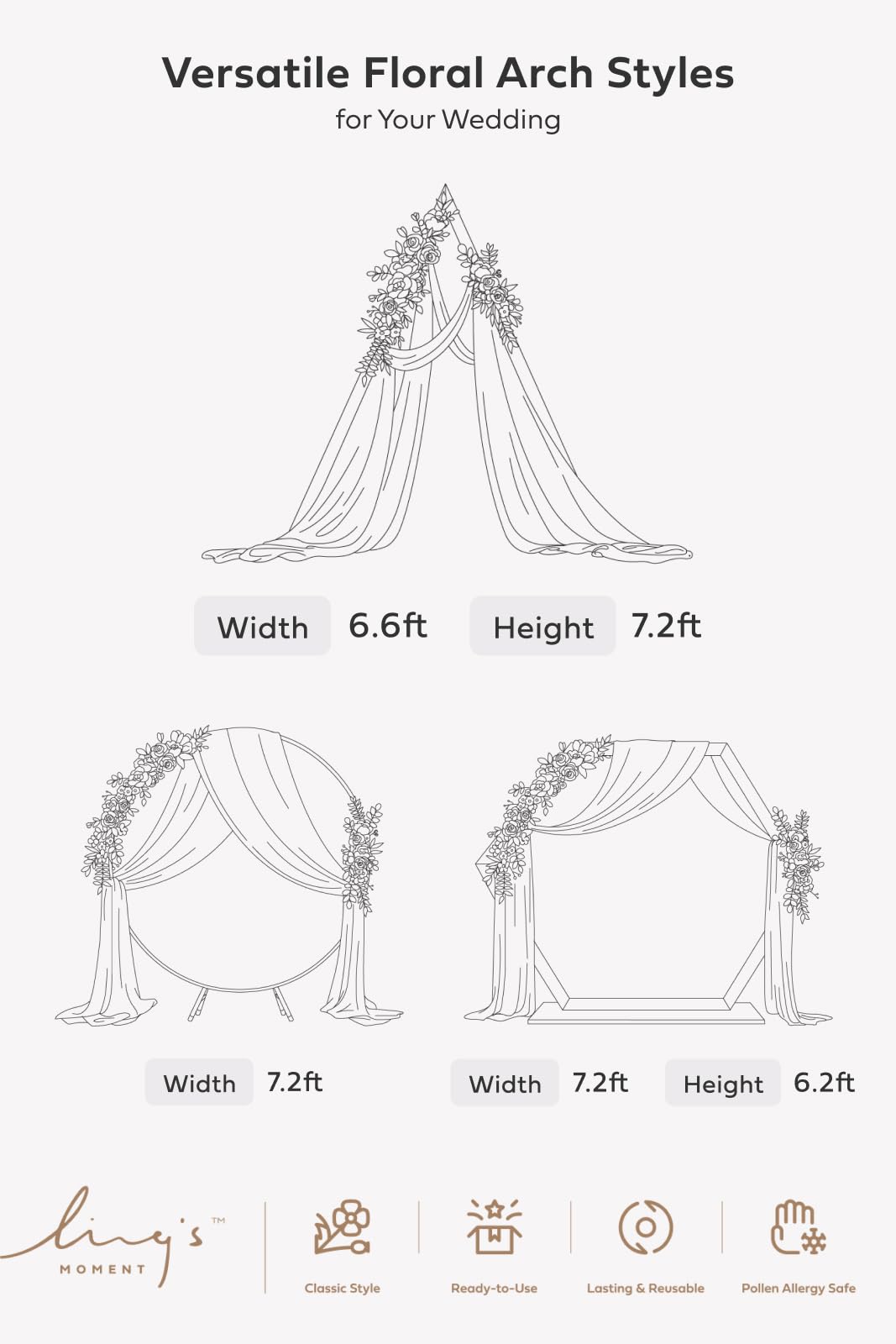 Ling's moment Fall Wedding Arch Flowers with Sheer Drapes Kit - Artificial Orange and Navy Blue Floral Arrangements for Ceremony Backdrop, Arbor Decor, 5-Piece Set (2 Flower Stems + 3 Hanging Drapes)