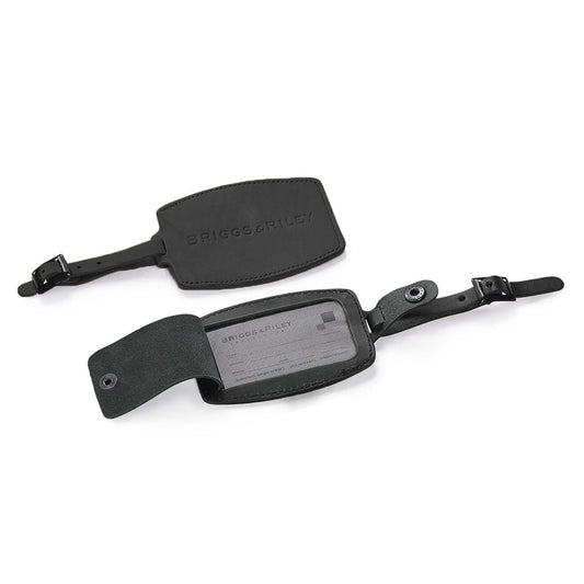 Briggs & Riley Leather Luggage ID Tag for Men & Women - Identification Tag for Suitcases, Baggage ID Label, Fits Standard Size Business Card - Luggage Accessories, Black