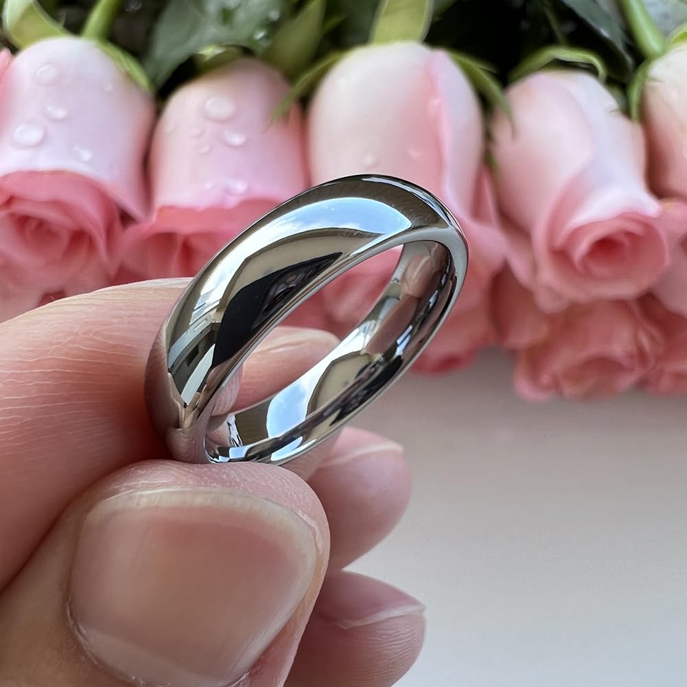 TUTISS 5mm Tungsten Carbide Rings for Men Women Engagement Wedding Bands Domed Polished Shiny Comfort Fit Size 9