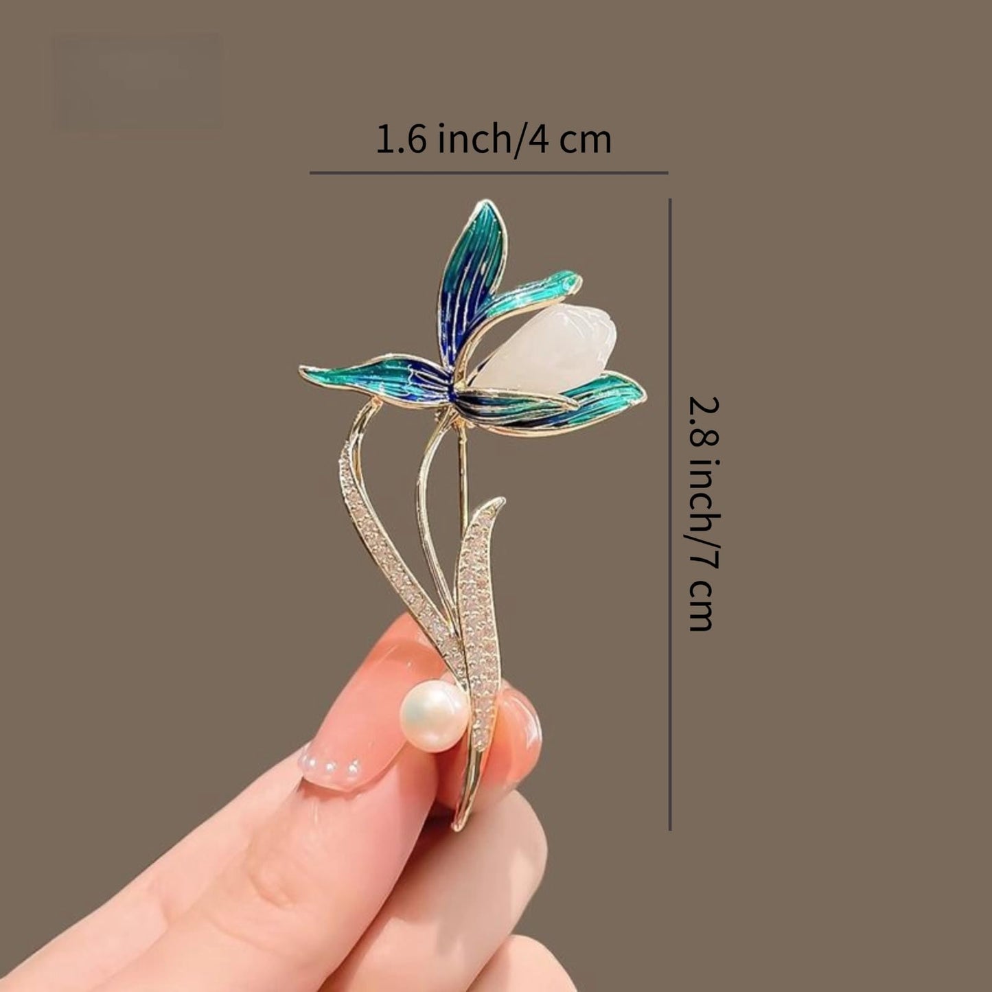Elegant Flower Brooch for Women, Vintage Premium Enamel Boutonniere, Coat and Suit Pendant Necklace, Jasmine Magnolia Lily Osmanthus Designs (Magnolia-2)