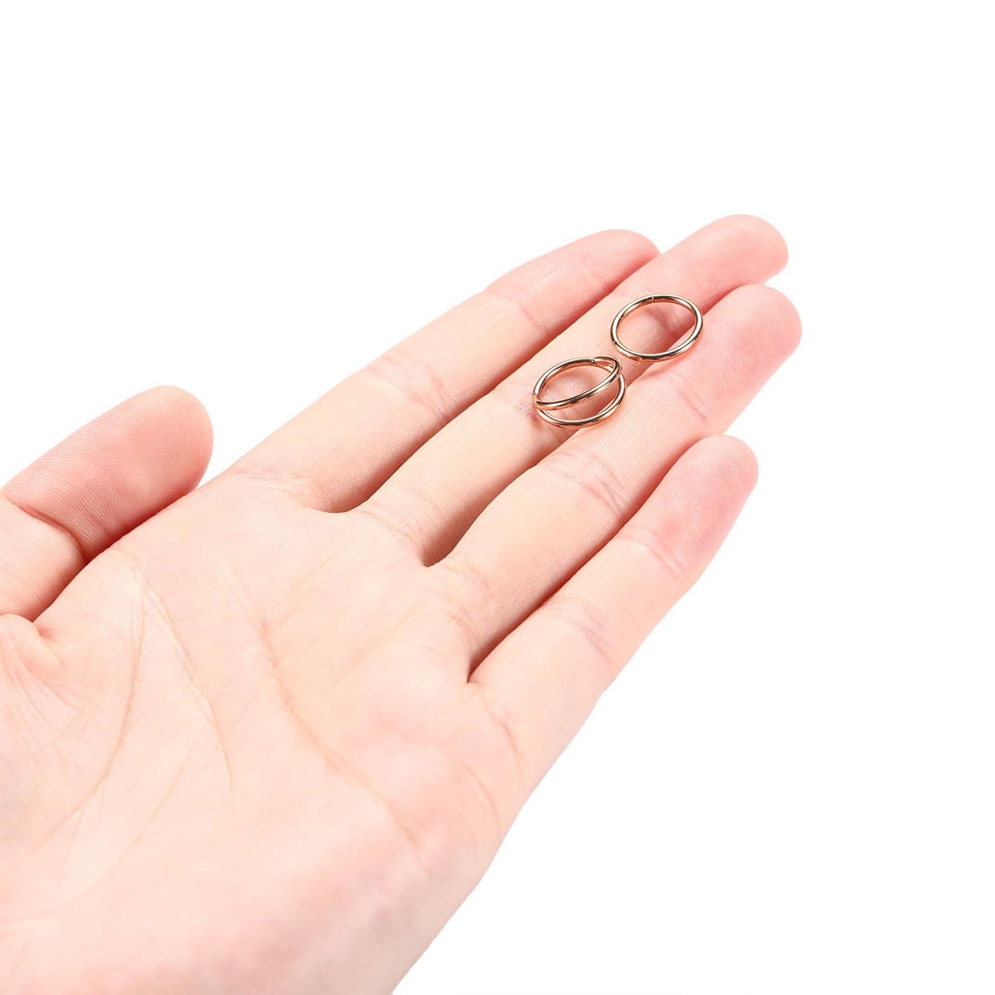 Nose Rings 14 Gauge Hoop Earrings For Women 14g Nose Hoop Rose Gold Septum Jewelry Surgical Steel Septum Ring Double Hoop Septum Clicker Lip Rings Helix Earring Conch Piercing Cartilage Earring 12mm