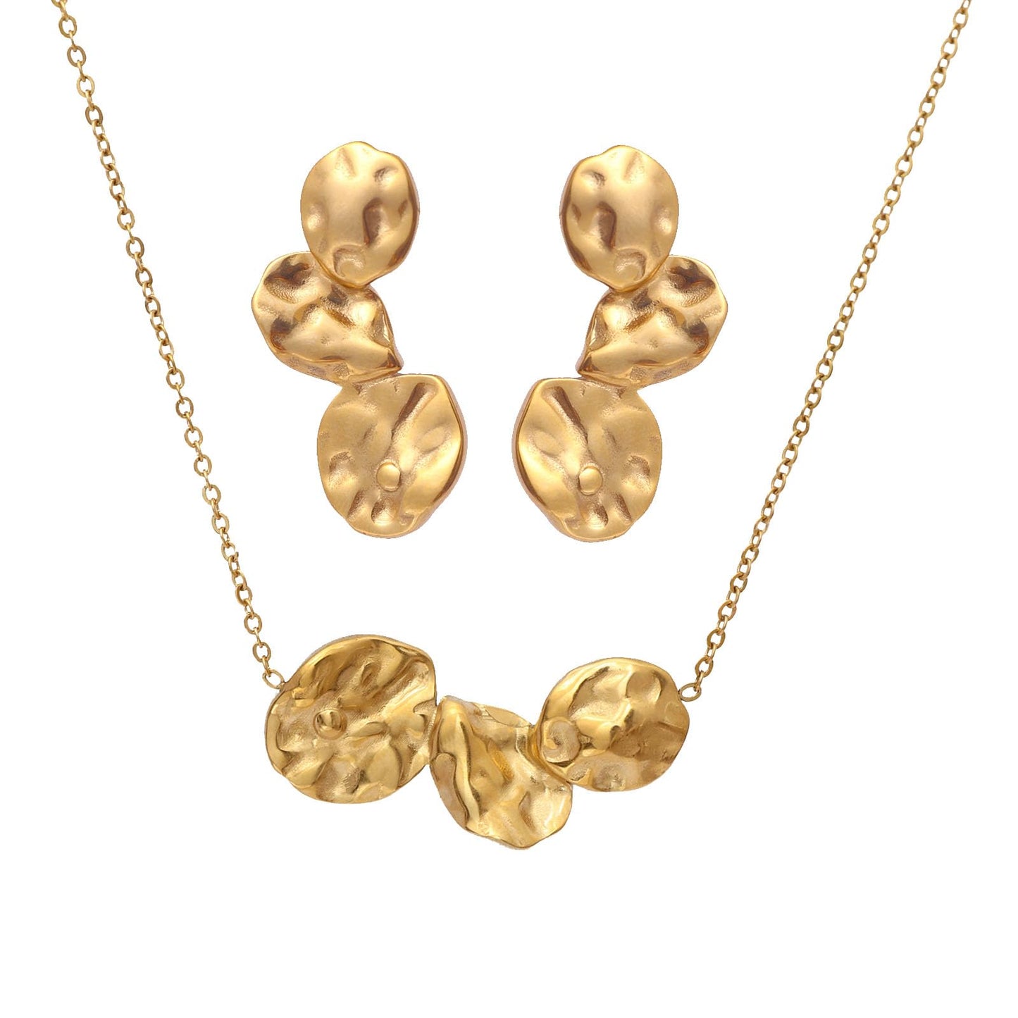 TaYolnFaSo Minimalist 18K Gold Pated Jewelry Set for Women Elegant Irregular Shape Necklace Earrings Set Christmas Gift for Female