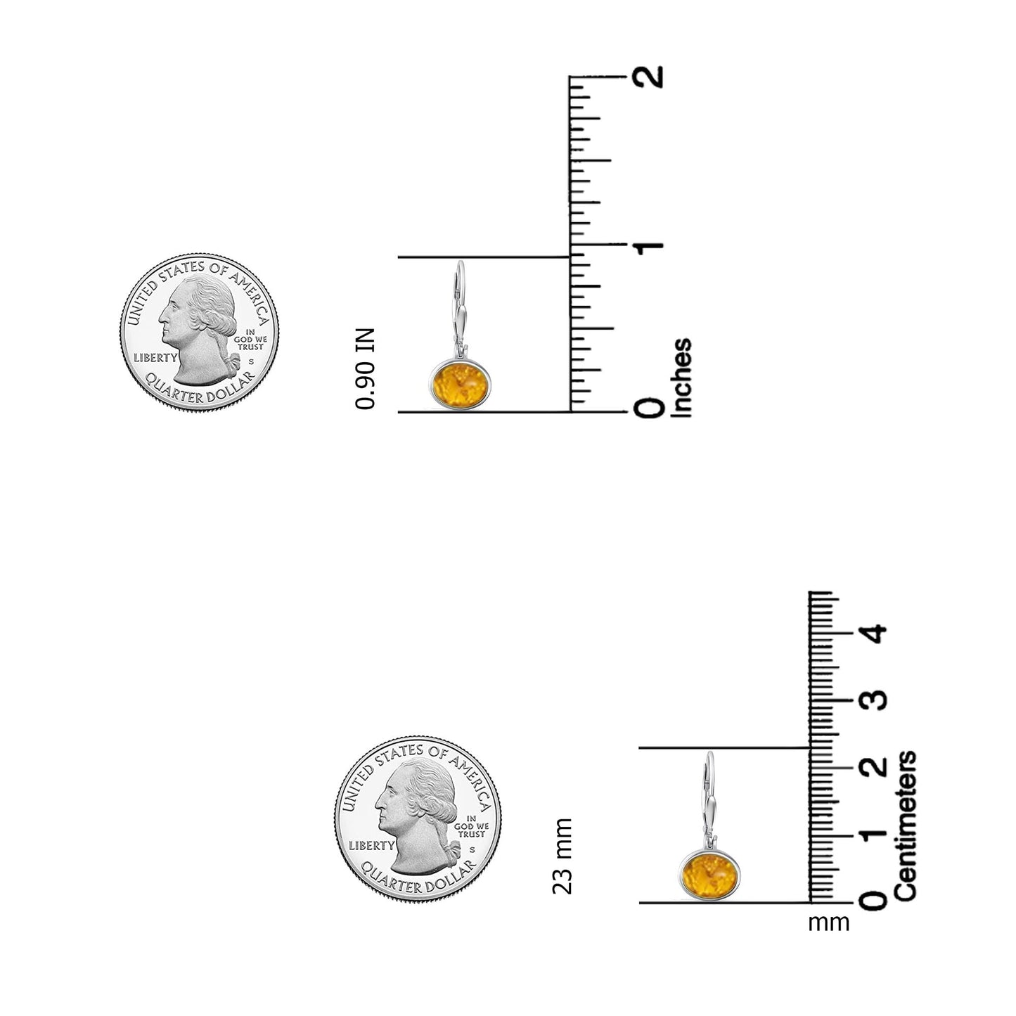 LeCalla 925 Sterling Silver Jewelry | Oval Amber Gemstone Leverback Earrings | Gemstones Faceted Drop Earrings for Women 23MM