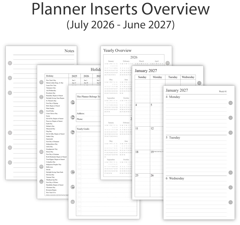 2026-2027 Weekly Leather Planner - A6 Genuine Leather Binder Planner for Men and Women, Inner Pockets and Pen Holder, Personal Size