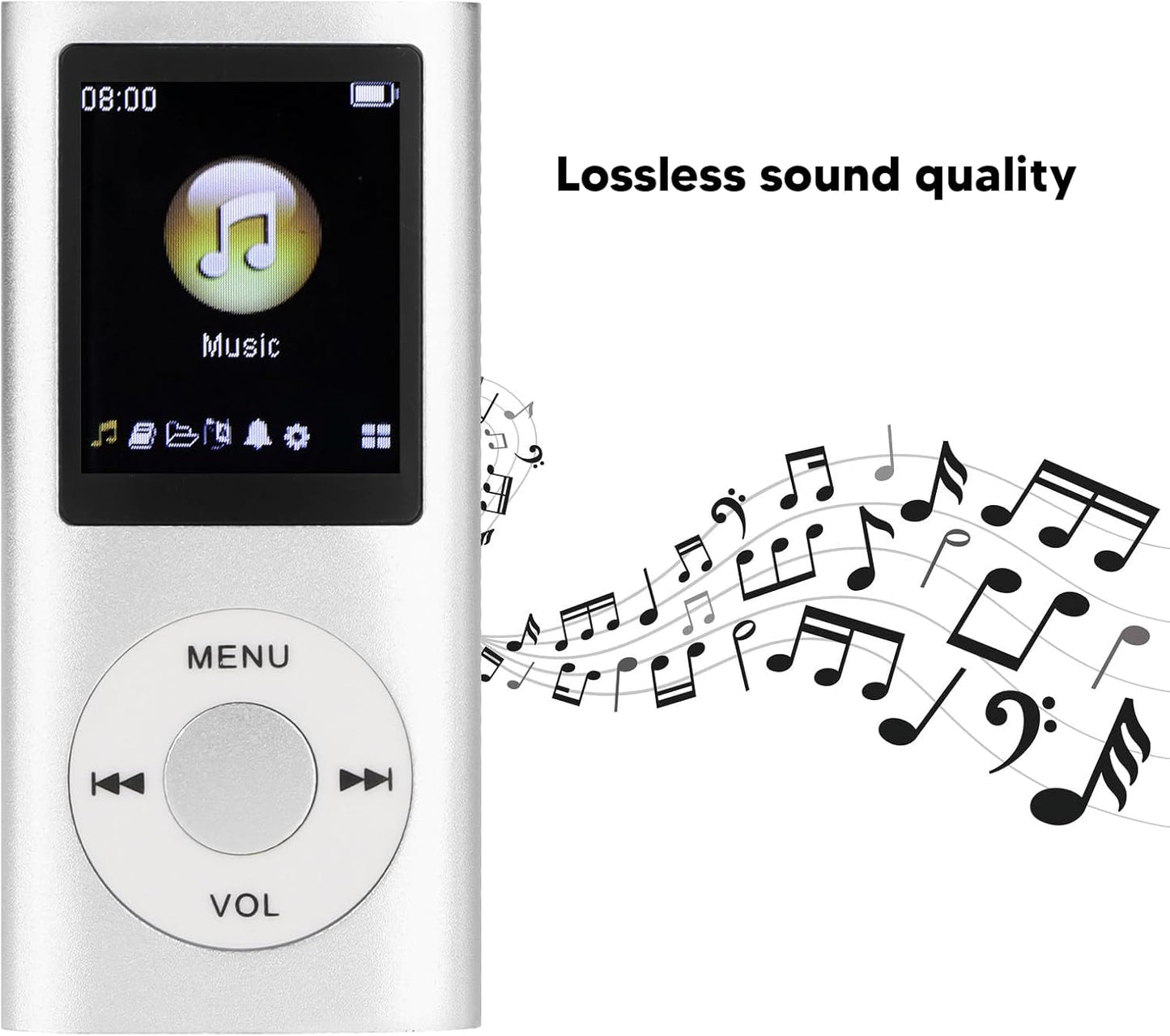 MP3 64G 1.8 8h XUMIUZIY Player, Stylish Portable Lossless Sound Music Player with Earphones, Support Memory Card, Sleep
