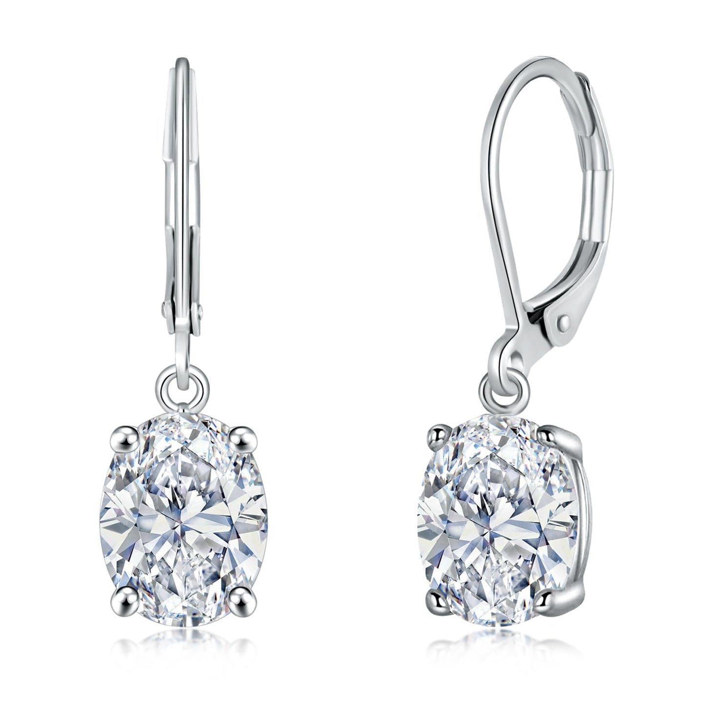 CiNily Cut-Oval Leverback Dangle Earrings for Women Hypoallergenic 14k White Gold Plated Hanging Lever Earrings Lightweight Summer Drop Earrings Jewelry