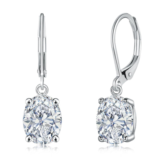 CiNily Cut-Oval Leverback Dangle Earrings for Women Hypoallergenic 14k White Gold Plated Hanging Lever Earrings Lightweight Summer Drop Earrings Jewelry