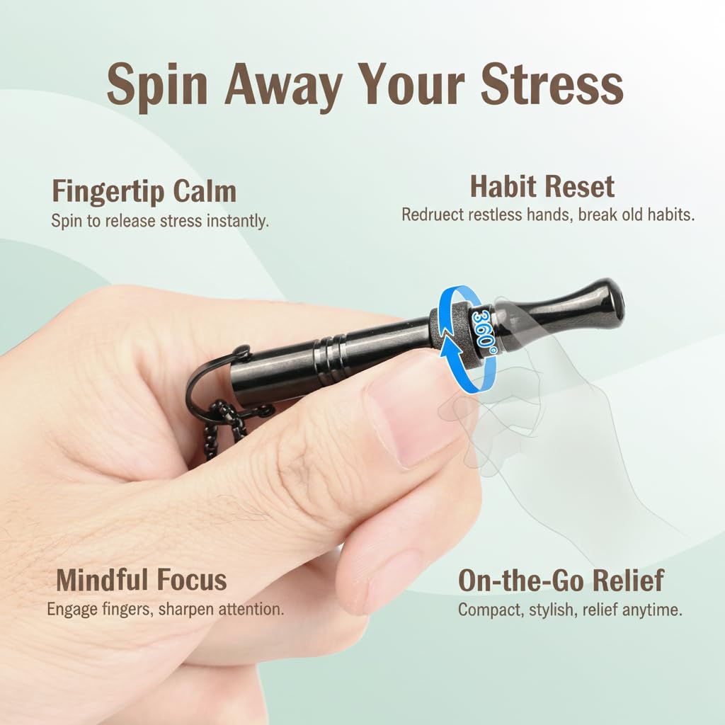 Quit Smoking Necklace with Fidget Ring & Mint Pods – BreathHalo Stop Smoking Aid Device for Stress, Anxiety & Mindful Breathing, Wearable Breathing Necklace for Fidget Relief & Smoking Cessation