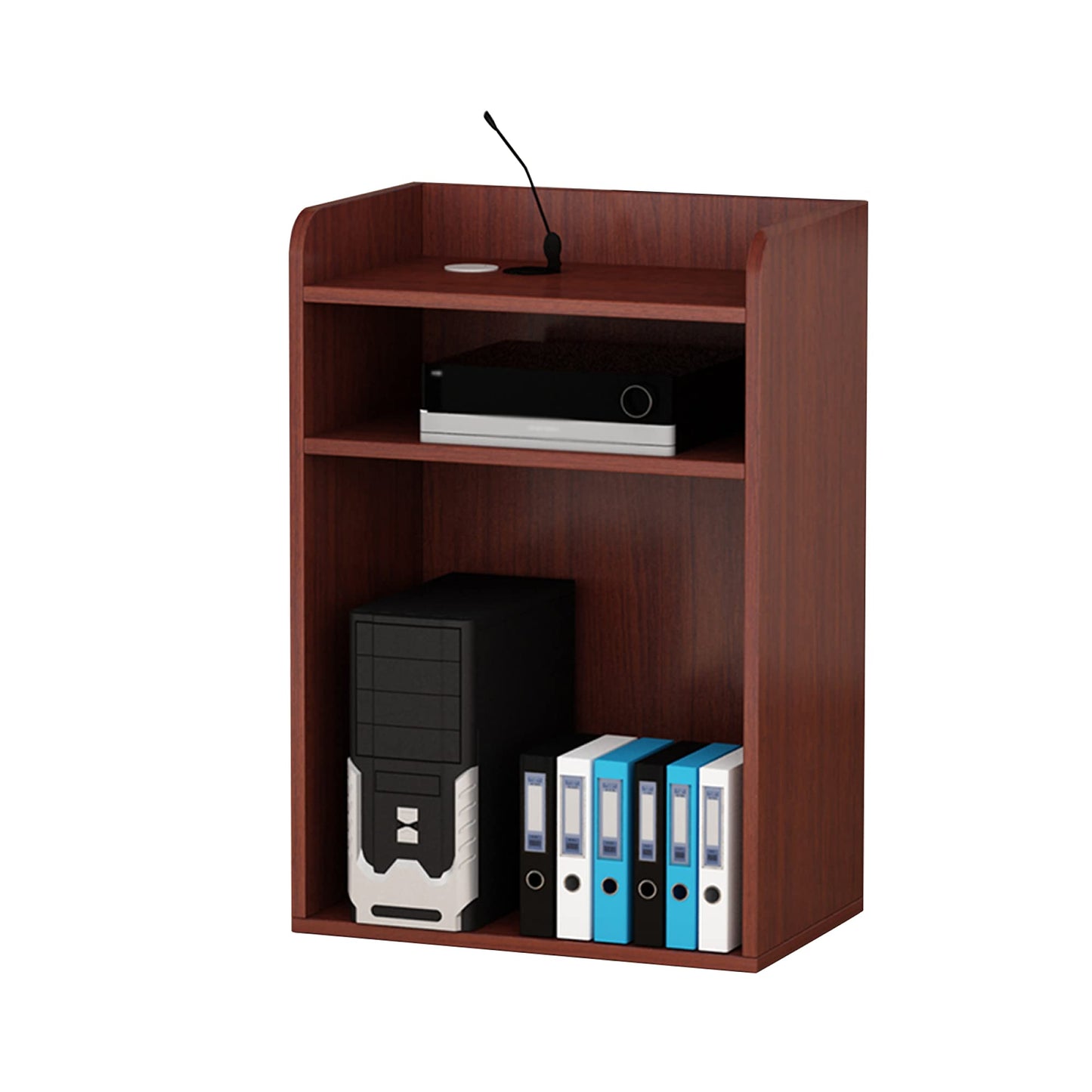 FAiruo Stand Up Lectern Podium,Standing Desk Host Stage Speaking Reading Table for Classroom with Wire Hole, Apply to Conference Auditorium/Teak/63x40x110cm