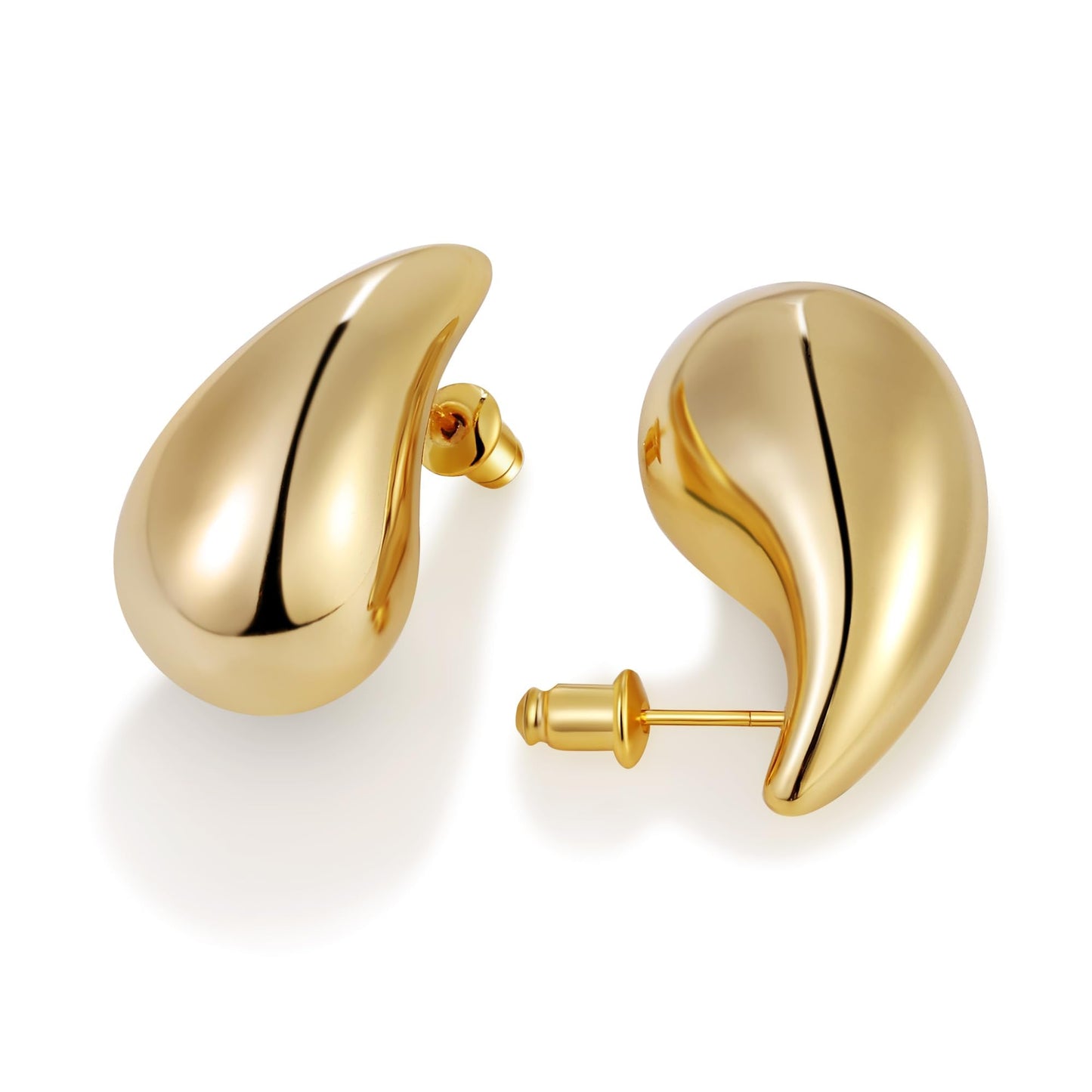 Gacimy 14K Gold Plated Teardrop Earrings Dupes for Women, Chunky Drop Earrings for Women with 925 Sterling Silver Post, 1 Inches