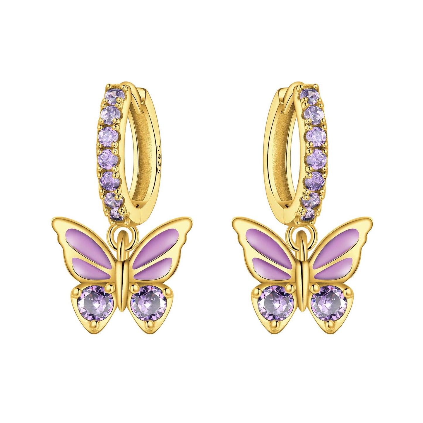 Cycuff 925 Sterling Silver Hoop Earrings Colorful Cubic Zirconia Jewelry Drop Earrings for Women Set Earring Presents for Her