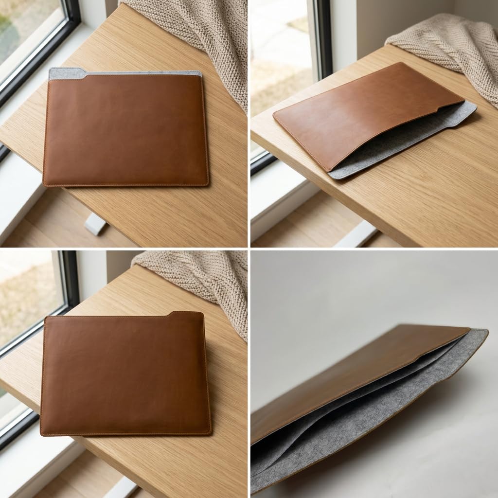 TORAKIP Genuine Leather Document Case 9" x 12" – Slim Portfolio Folder for Papers, Contracts & Files, Handmade Leather Organizer for Office & Travel, Warm Brown