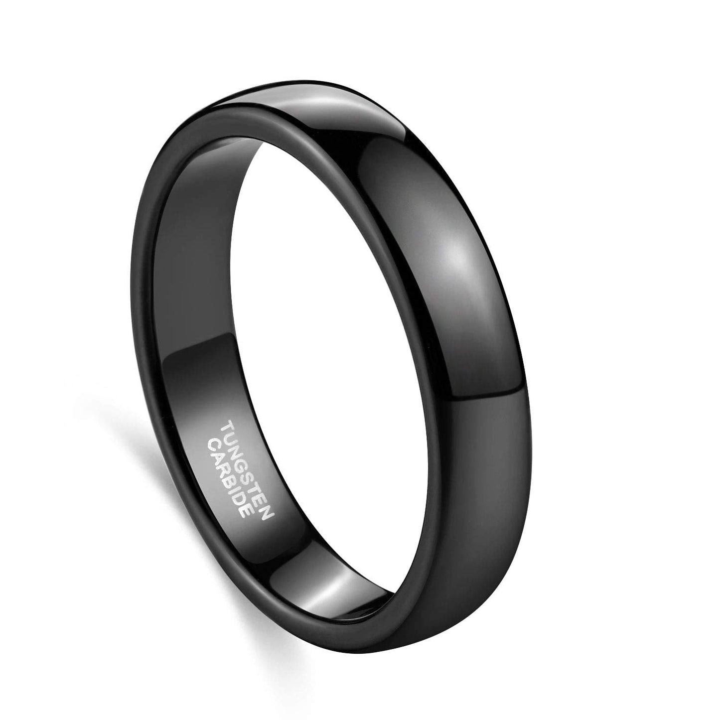 TRUMIUM 4mm Mens Womens Wedding Band Tungsten Carbide Black Rings High Polished Beveled Edges Comfort Fit Size 12