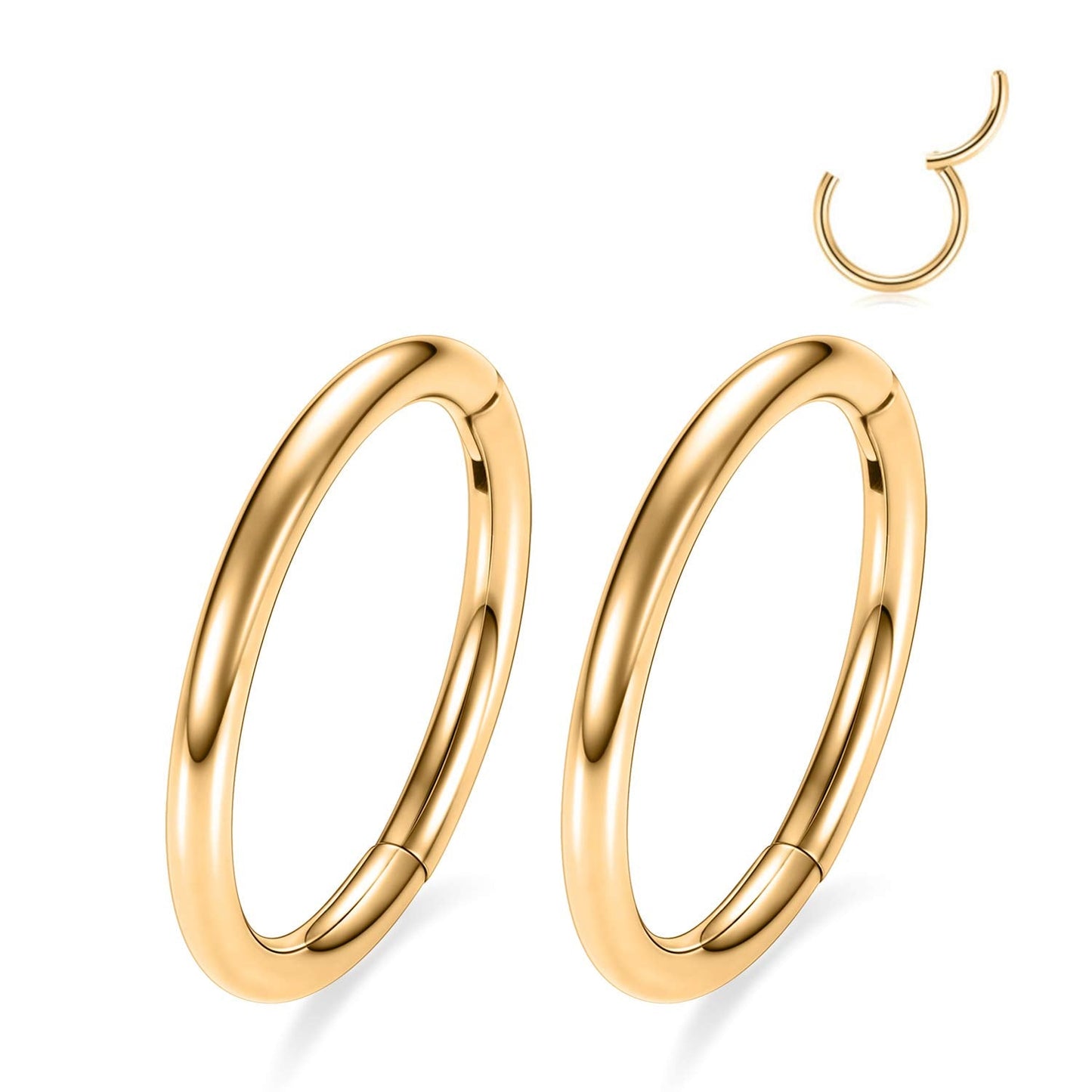 Septum Ring 8mm Septum Jewelry Seamless Septum Clicker Gold Nose Rings 18 Gauge Nose Ring Hoop 18g Cartilage Earring Lip Rings Nose Hoop Surgical Steel Helix Earrings Nose Piercing Jewelry