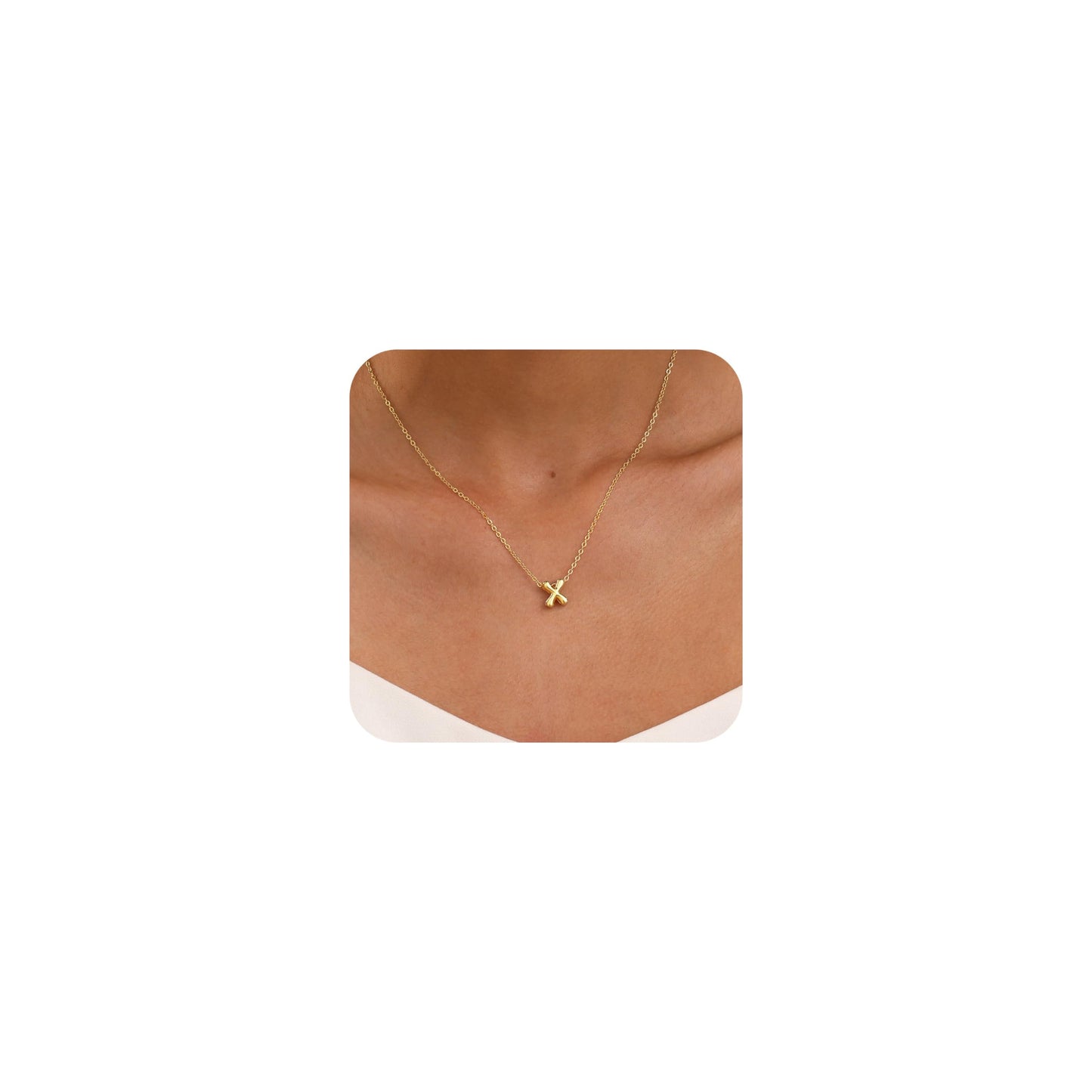 CUEZIY 14K Gold Plated Bubble Letter Necklace Initial Necklaces for Women Dainty Personalized Charm Pendant Name Necklace Cute Non Tarnish Fashion Accessories Teen Gift Trendy Stuff Jewelry Gifts