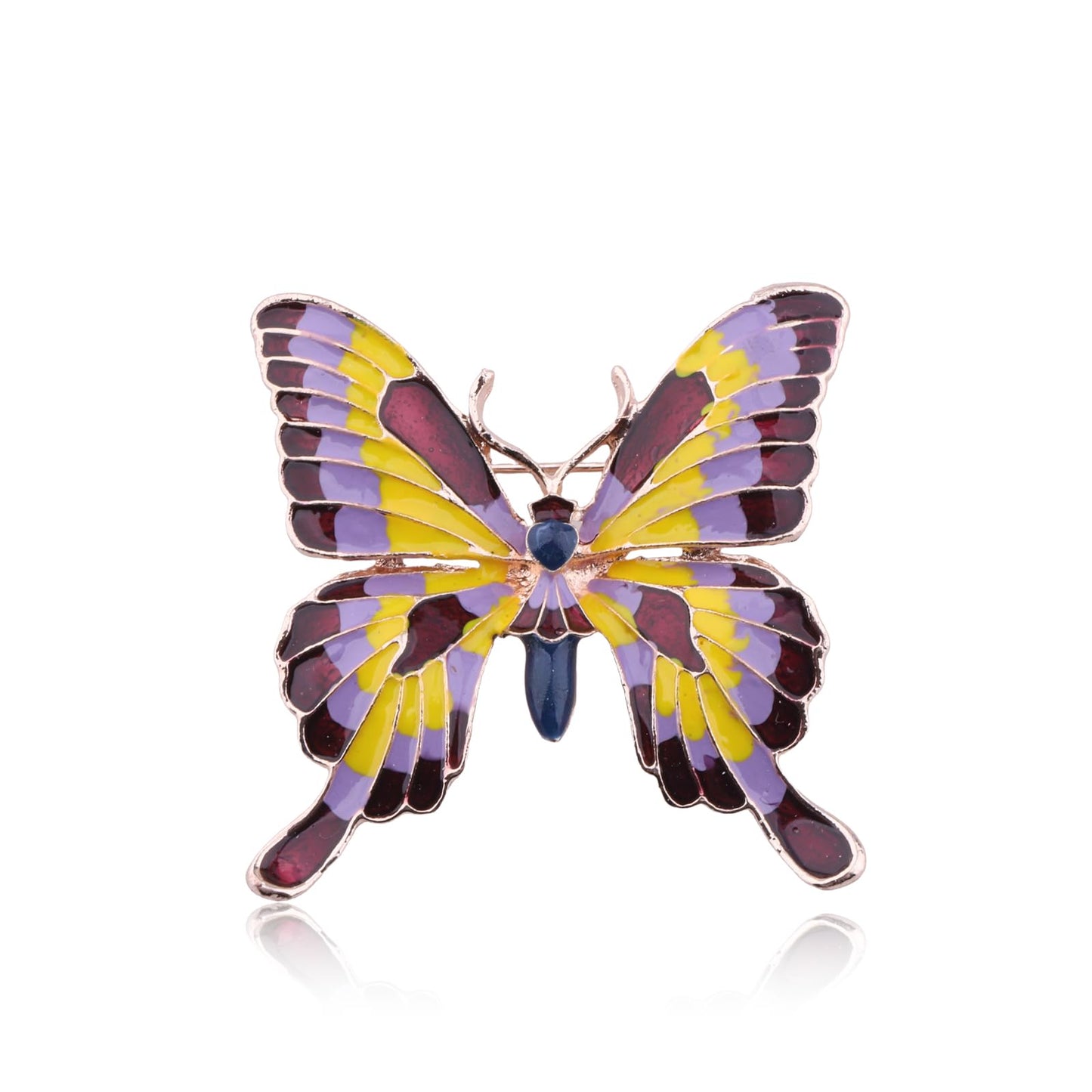 FEELMEM Crystal Rhinestone Butterfly Brooch Pin Blue Color Butterfly Brooches for For Women Wedding/Banquet/Birthday Party (yellow-3)