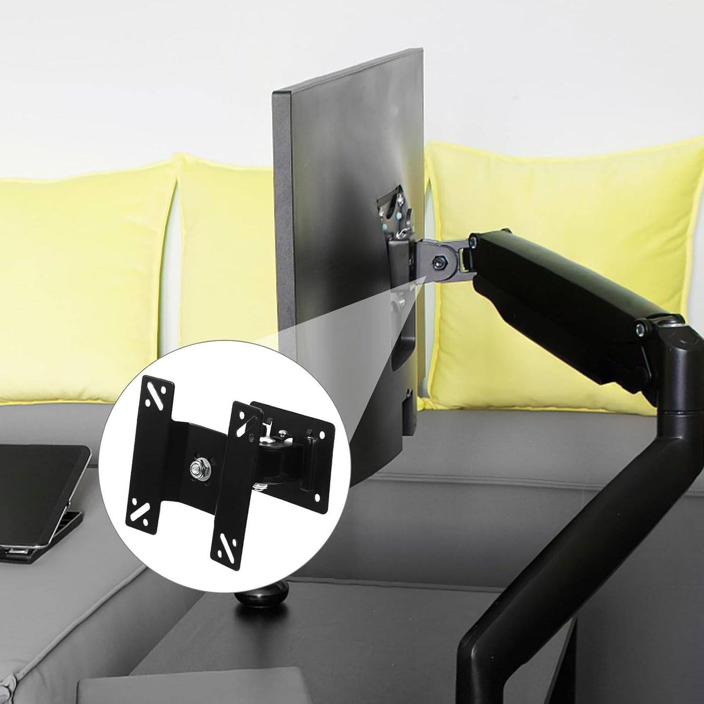 MOLUCKFU 360-degree 14-27 Inch Wall Mount Tv Stand with Rotatable Metal Shaft for LCD Monitor Adjustable Tv Wall Mount
