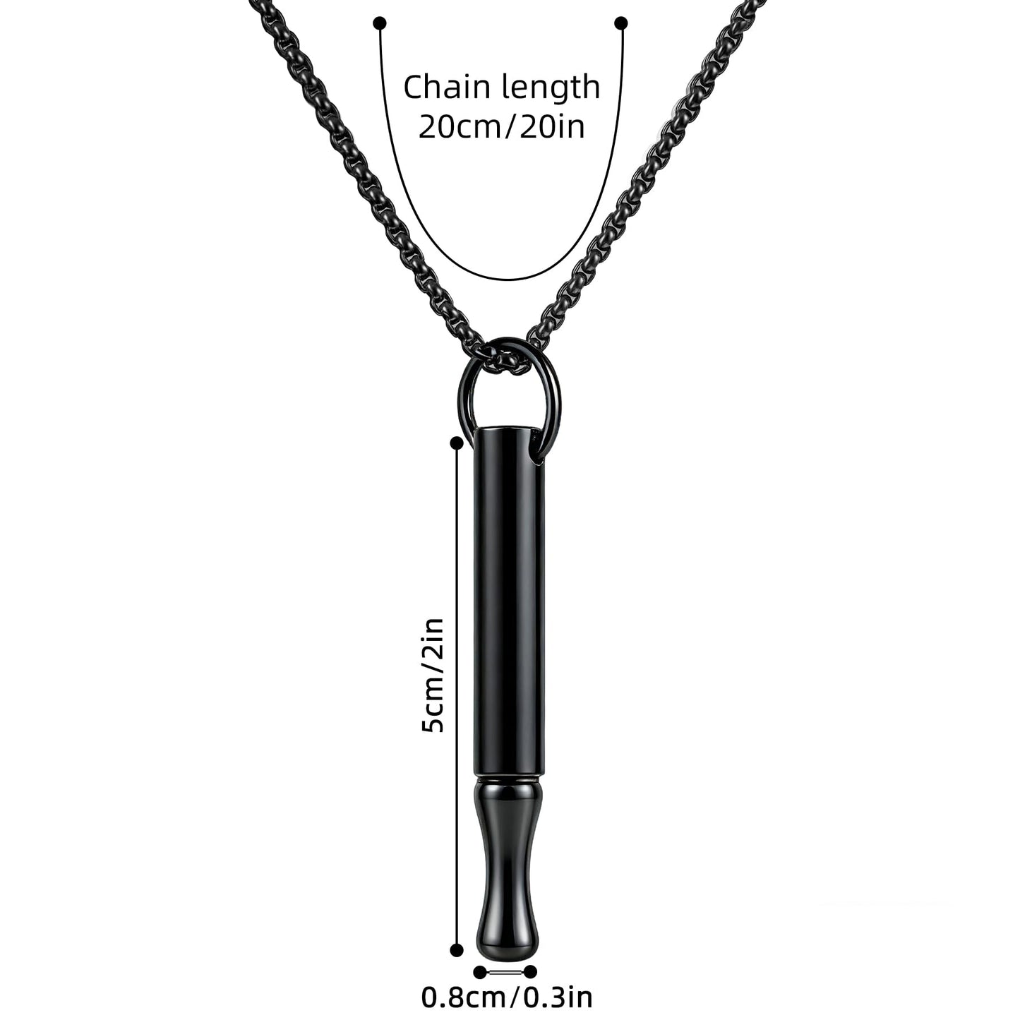 ENFANTRY Breathing Necklace Mindfulness Anxiety Relief Pendant Breathing Stainless Steel Stress Relief Meditation Gifts for Women and Men - Black