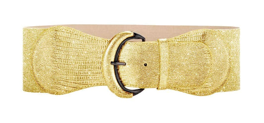 VOCHIC PU Leather Elastic Gold Wide Belt for Women Ladies Dress Stretch Thick Waist Belts