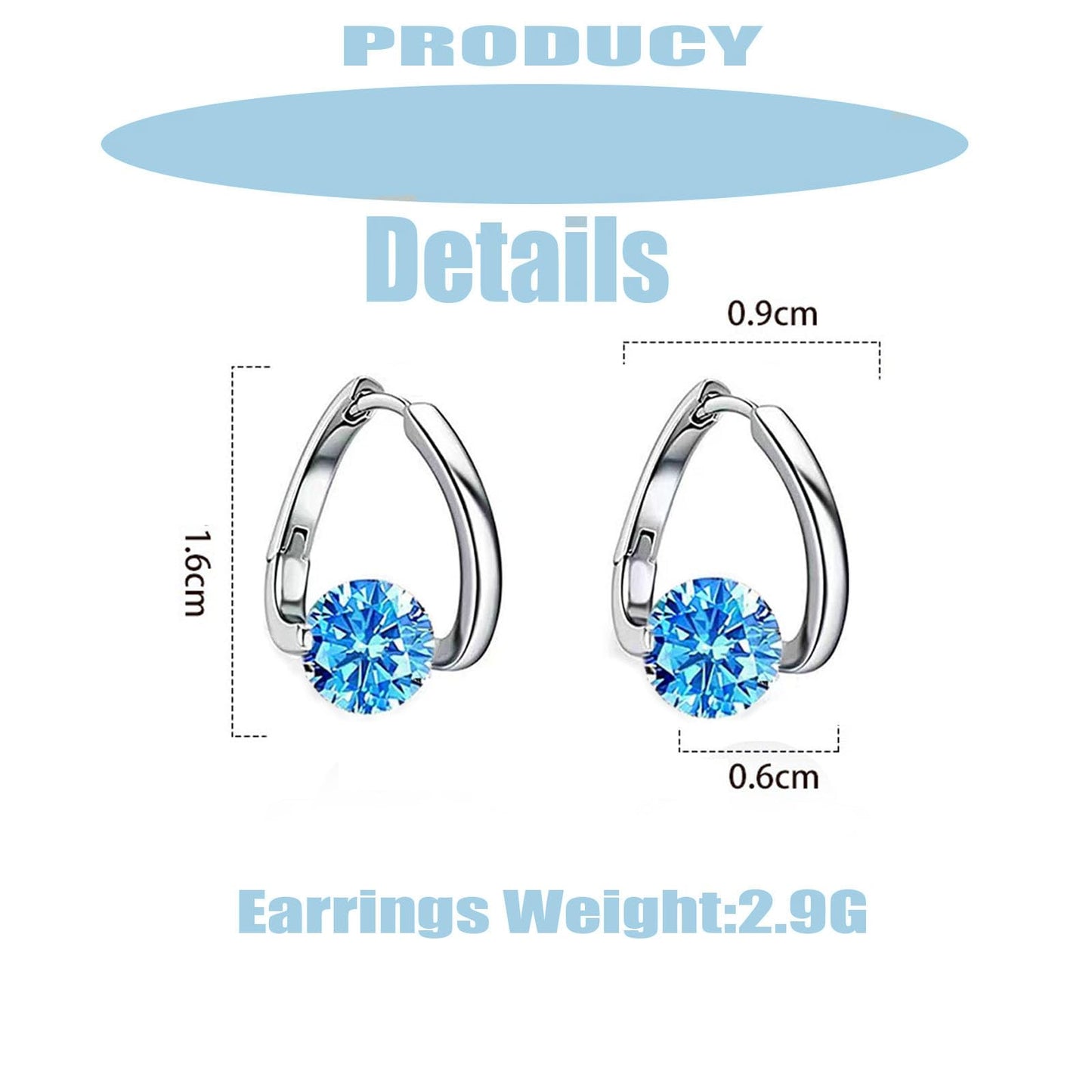 2 Pairs Halolux Lymphvity Germanium Earrings,Halolux Lymphvity Drainage Cubic Zirconia Earrings Lymphati Activity Hoop Earrings for Women Lymphvity Therapy Earring Jewelry (Blue)