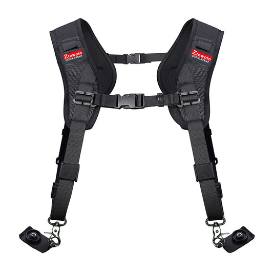 ztowoto Double Shoulder Camera Strap Harness Quick Release Adjustable Dual Camera Tether Strap for DSLR SLR Camera (focus)