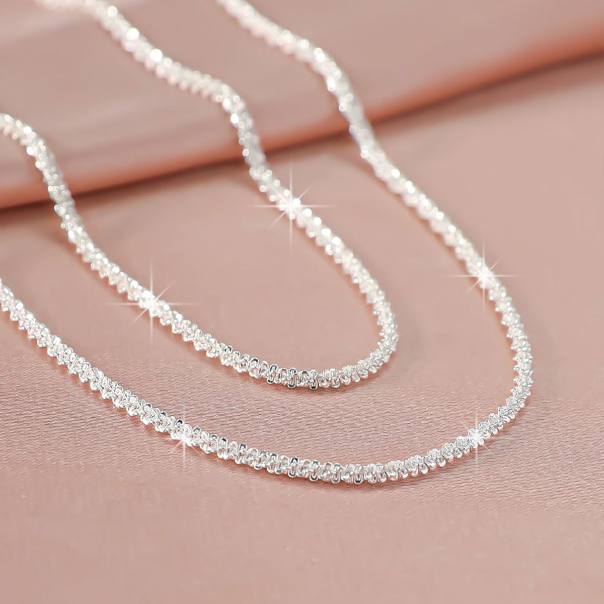 B-JWYFY Layered 925 Sterling Siver Cross Charm Pendant Necklace Set for Women Bling Double Layer Rope Chain Choker Layering Necklace Set for Wedding and Any Romantic Occasion