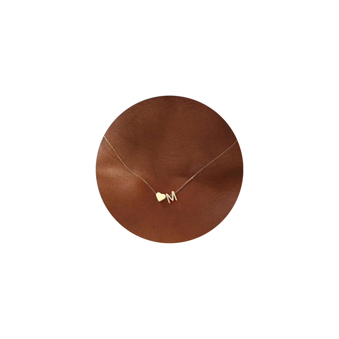 Turandoss Heart Initial Necklace for Women - 18K Gold Plated Letter M Pendant Necklace Dainty Heart Necklaces Tiny Initial Necklaces Birthday Gifts for Women Jewelry