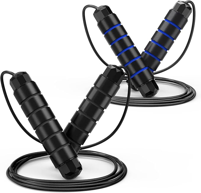 Jump Rope, Tangle-Free Rapid Speed Jumping Rope Cable with Ball Bearings for Women, Men, and Kids, Adjustable Steel Jump Rope with Foam Handles for Home Gym Exercise Fitness Workout Equipment & Slim Body