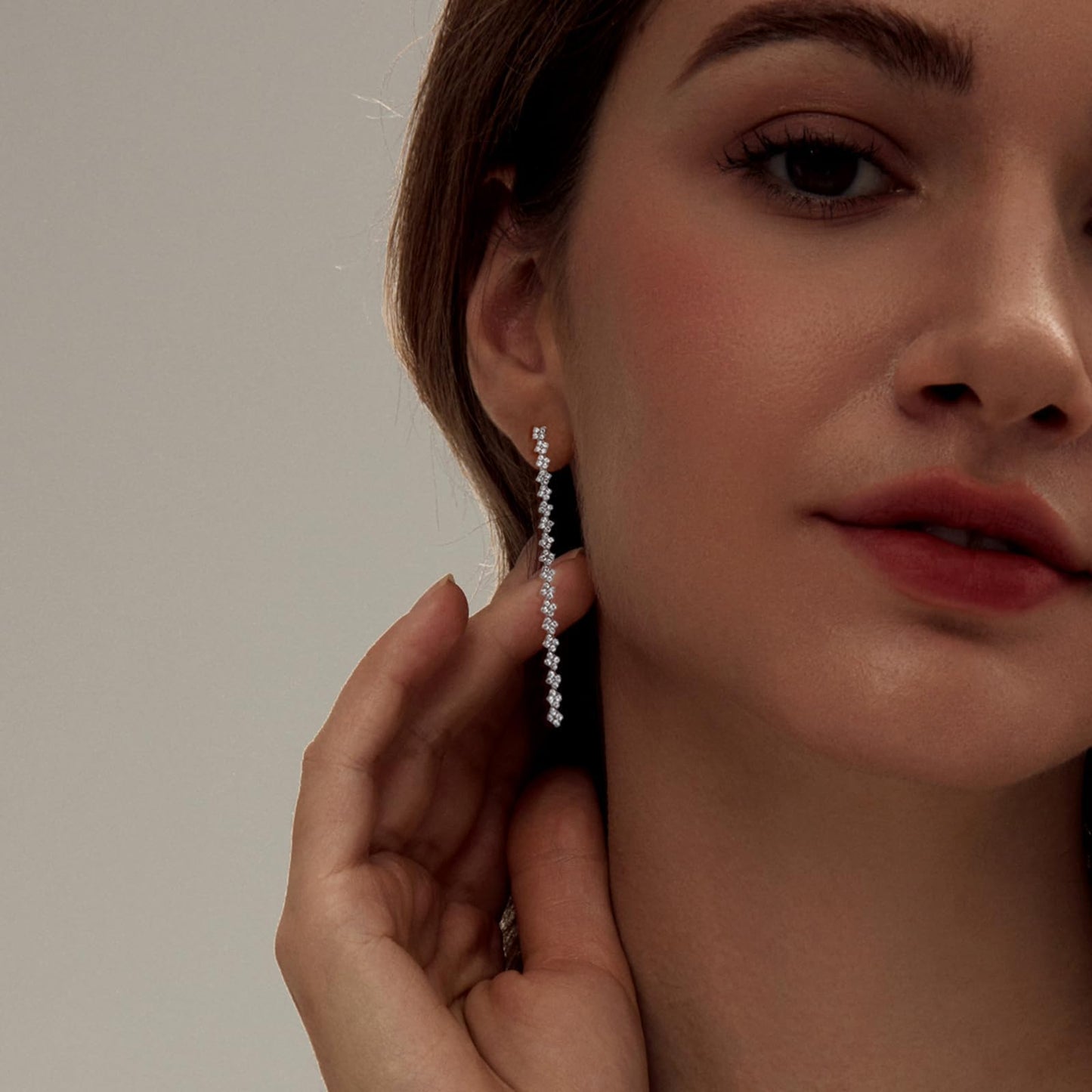 LULII Tennis Necklace Set for Women Dainty Sterling Silver Necklace and Earring Sets Rhinestone Drop Dangle Earrings Crystal Bracelets for Women Silver Jewelry Sets for Bride Gift