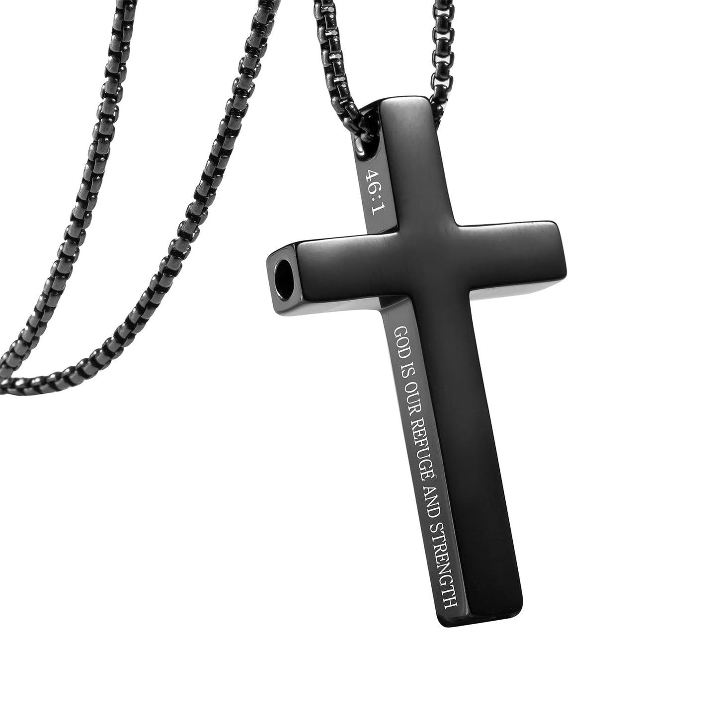 FUNPAR Cross Breathing Necklace for Anxiety Relief and Relaxation, Breathlink Design Quit Smoking Aid, Stainless Steel Mindfulness Tool to Calm, Stylish Wellness Gift for Adults(Black 46:1)