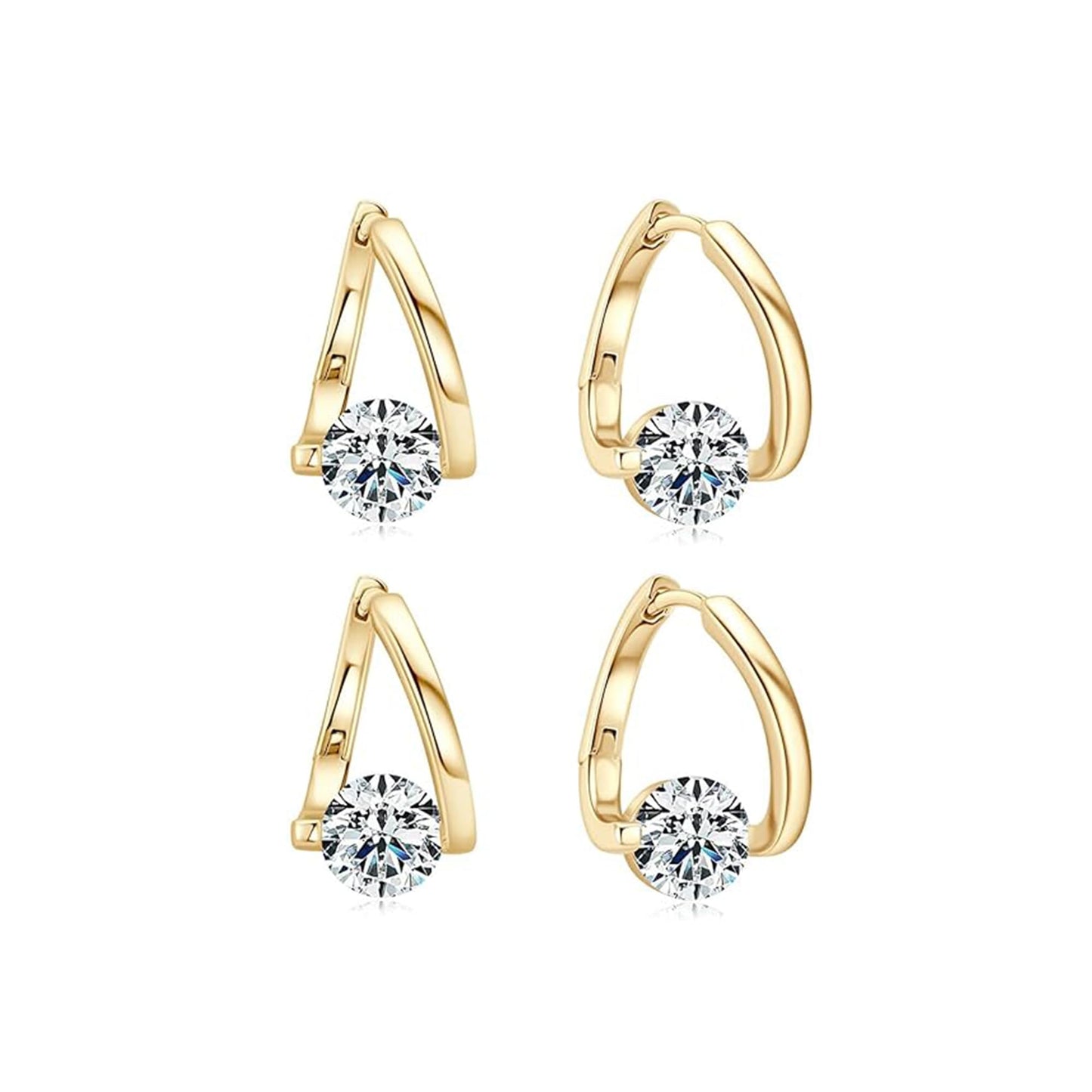 Lymphatic Germanium Earrings Lymphatic Drainage Earrings Atheniz Lymphatic Earrings Cubic Zirconia Earring Lymphatic Hoop Earrings for Women (2pair gold)