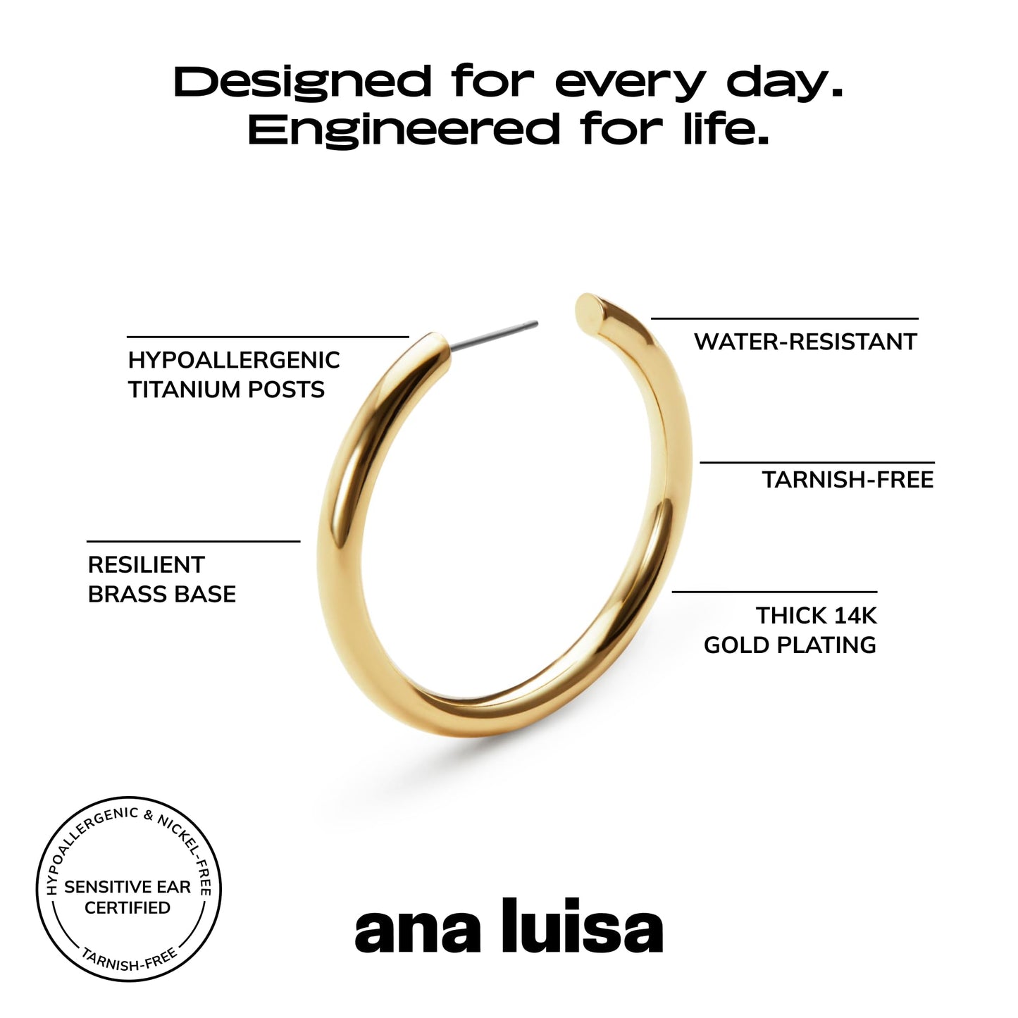 Ana Luisa Hoop Earrings for Women - Sterling Silver, 14K Gold Plated & Silver Rhodium Plated Assorted Earring Styles - Dainty, Small Gold Hoop Earrings for Daily Wear - Hypoallergenic & Tarnish-Free