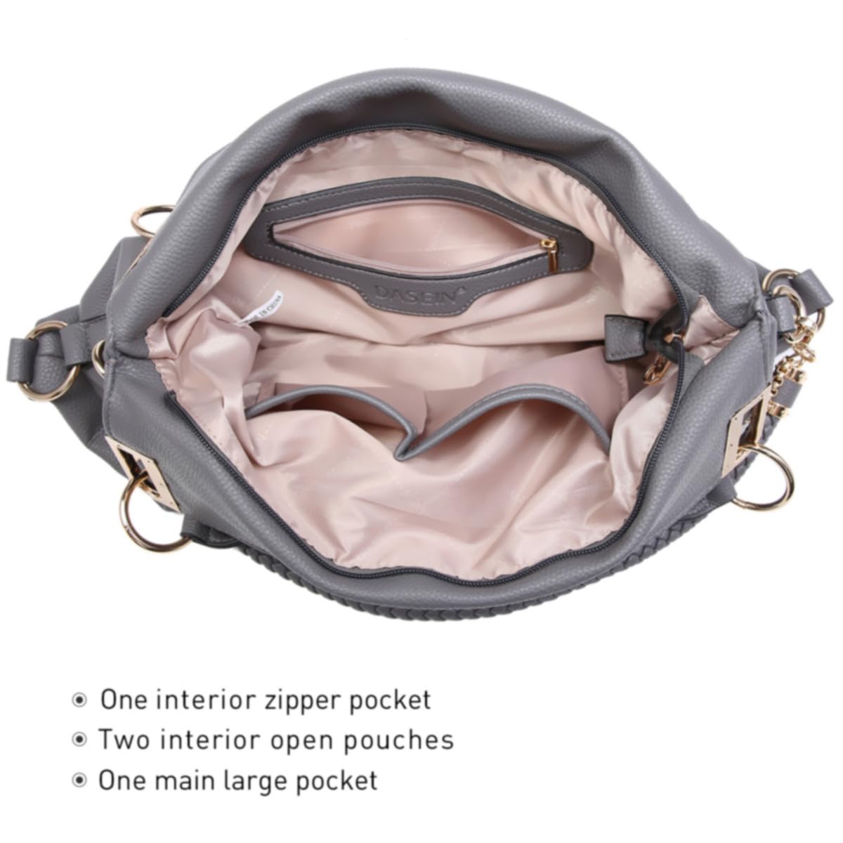 Dasein Purses for Women Vegan Leather Handbags Rhinestones Hobo Bags Tote Purse Shoulder Bag Ladies Handbag (Grey)