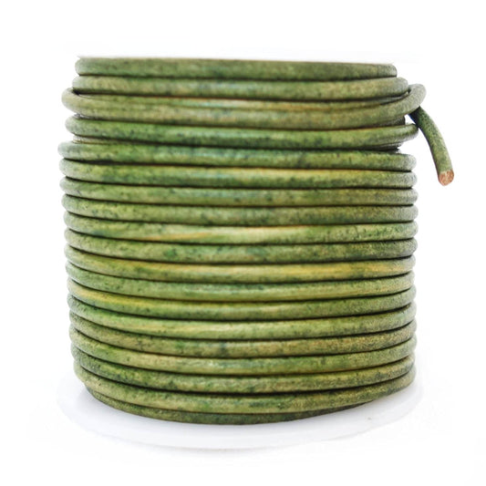 Cords Craft® Genuine Leather Cord 3mm Round for Jewelry Making, DIY Craft & Beading Projects, Bracelet and Necklace String, Soft Durable Leather Lace, 21.87 Yards, Vintage Emerald