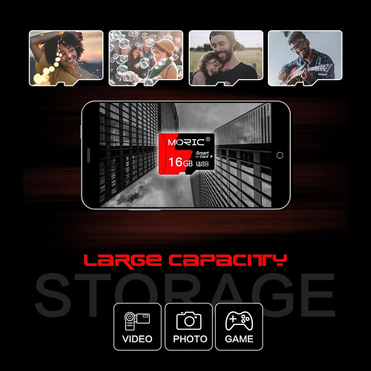 MORIC 2 Pack 16GB Card,C10 A1 Micro SD Card with Adapter High Speed Memory Memory TF Card for Camera/Dash