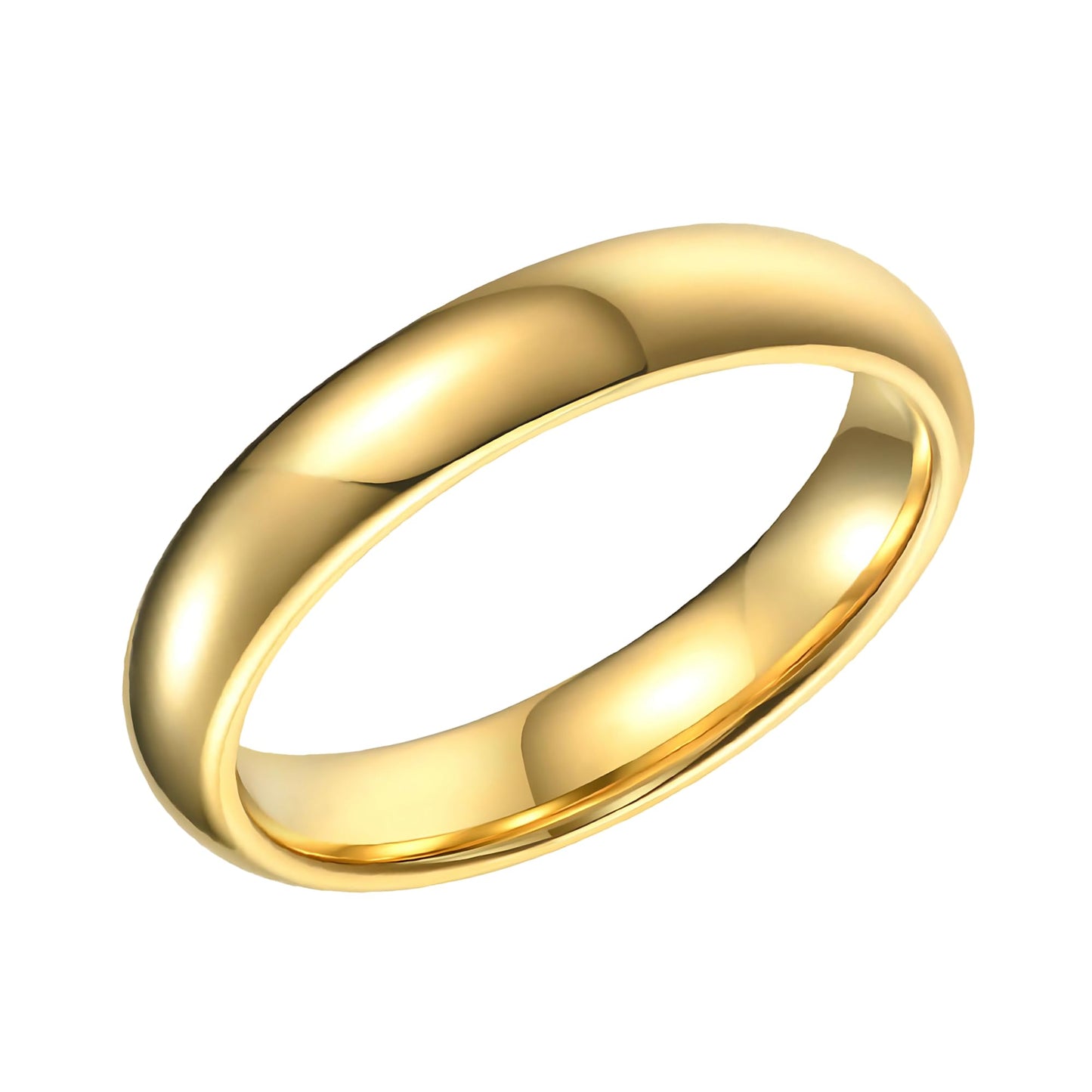 SHOP WGS 4mm 14K Solid Gold Wedding Band for Men & Women - Italian Real 14K Gold Plain Rings for Men - Solid Gold Wedding Bands Size 5