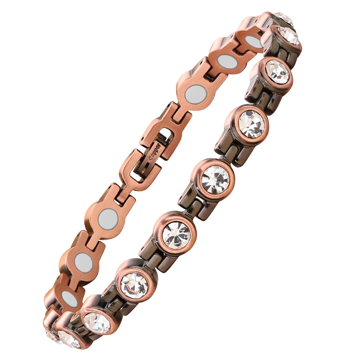 MagEnergy Copper Bracelet for Women, 99.9% Pure Copper Magnetic Bracelet, Adjustable Bracelet Jewelry Gifts (Crystal)
