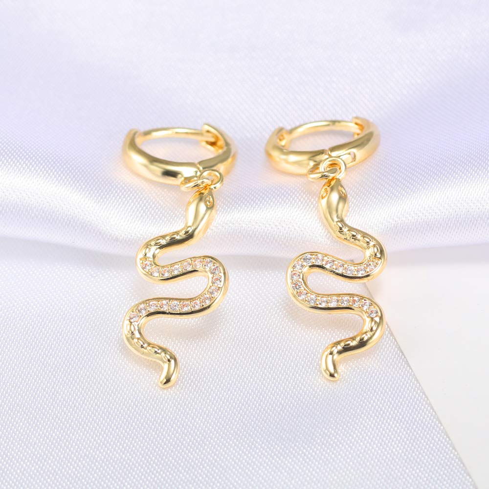 Gold Snake Personalized Huggie Hoop Dangle Stud Earrings Charm Nature Animal Earring Jewelry for Women