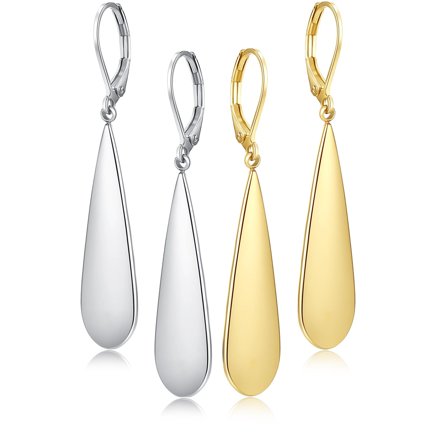 FLYUN 18k Gold Plated Long Teardrop Dangle Earrings For Women Trendy-Hypoallergenic Lightweight Leverback Dangle Earrings For Jewelry Gift(S&G)