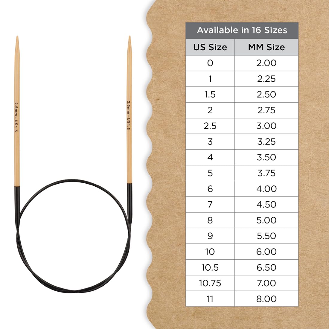 Knitter’s Pride Bamboo Luxe Fixed Circular Needles 32"" (80cm) – US Size 1.5 (2.5mm)