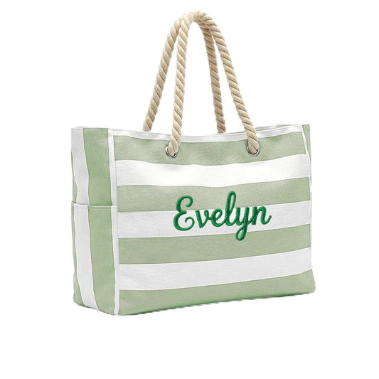 Ulico Personalized Beach Tote Bag for Women with Embroidered Name, Custom Large Waterproof Pool Bag with Zipper, Sandproof Swim Tote for Travel