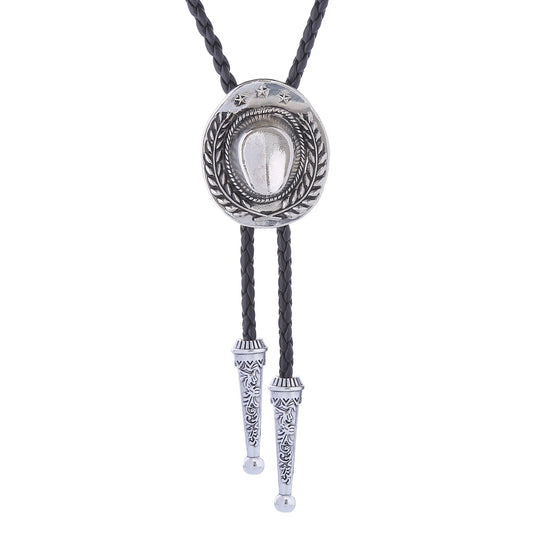 GelConnie Western Vintage Bolo Tie for Men - Cowboy Hat Tie - Black Leather Bolo Necktie Necklace Jewelry Accessories for Men Women
