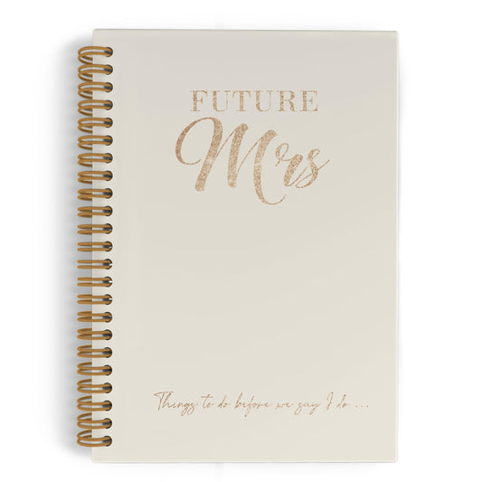 QLMX Gold Future Mrs Wedding Spiral Notebook, Engagement Bride Gifts Journal Notebook, Wedding Gift Notebooks, Engagement Bridal Office Supplies Gifts for Women, 5.5x8.3 Inch