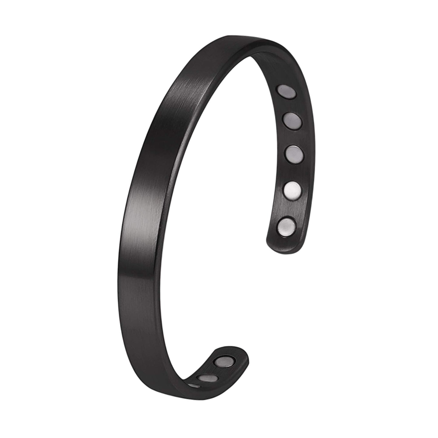 MagnetRX® Magnetic Bracelets for Men & Women - Elegant Bangle Men’s Cuff - Golf/Tennis Elbow & Balance, Stainless Steel Magnetic Bracelets for Women (Black | Medium)