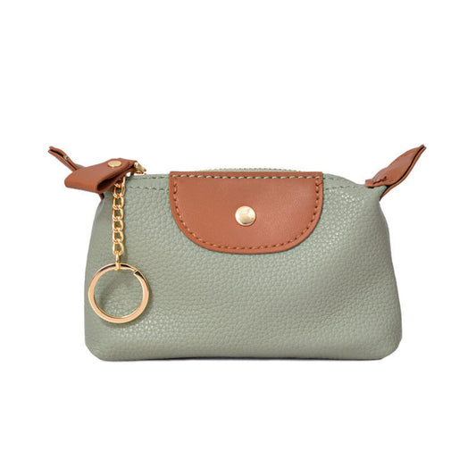 Small Coin Purse, Leather Coin Purse with KeyChain, Leather Coin Purse Pouch for Women (Green)