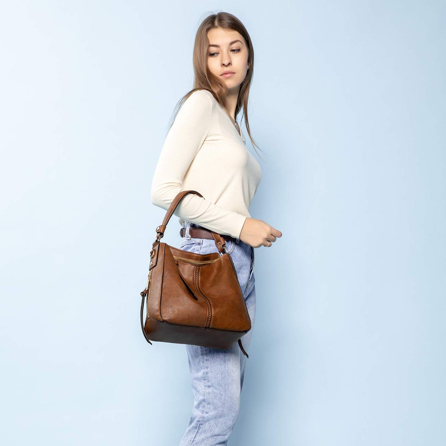 Realer Purses for Women Handbags Ladies Hobo bag Bucket Purse Medium Designer Faux Leather